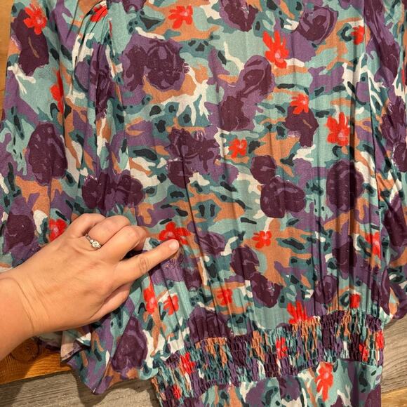 Nightcap Clothing Plum Rose Asymmetrical Skirt Kimono Maxi Dress Size M Coquette - Picture 12 of 15